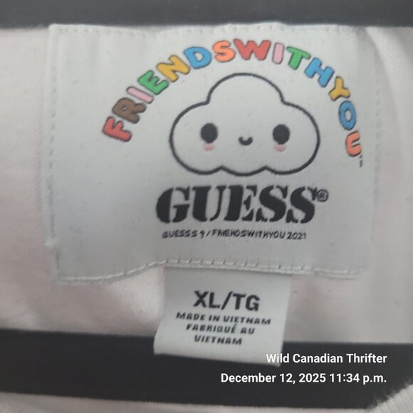 Guess XL FriendsWithYou Collab White Tee Cloud Logo Graphic Shirt - Picture 3 of 7
